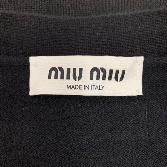 Miu Miu 22 Collection Black Logo Gold Button Knit Cardigan - Picture 5 of 8